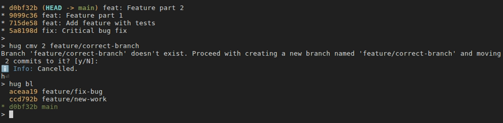 Moving commits to a different branch