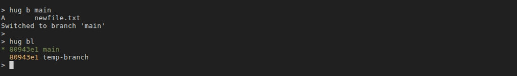 Switching branches with hug b