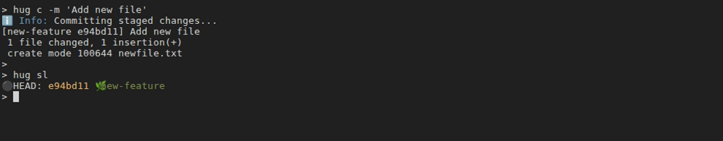 Creating a commit with hug c