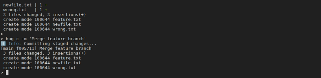 Merging branches with hug m