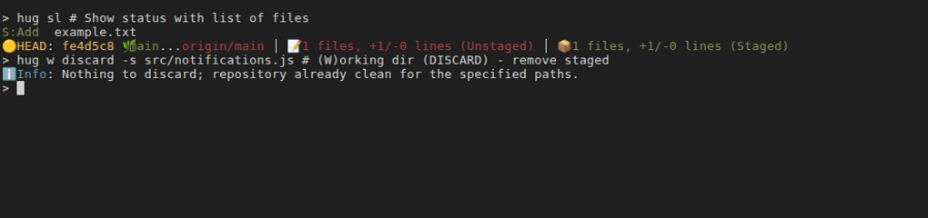 hug w discard example